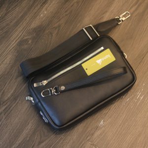 Túi da cầm tay kết hợp đeo chéo khâu tay thủ công da bò nappa Italia Lano TDH024 từ trên xuống