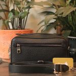 Túi da đeo chéo handmade khâu tay thủ công khoá số Lano TDH023 mặt trước