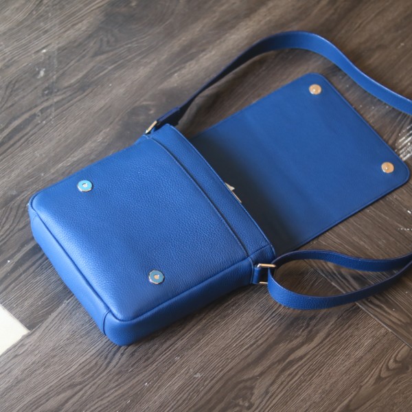 Túi da nam đeo chéo handmade khâu tay thủ công da bò togo Italia Lano TDH022 nắp túi