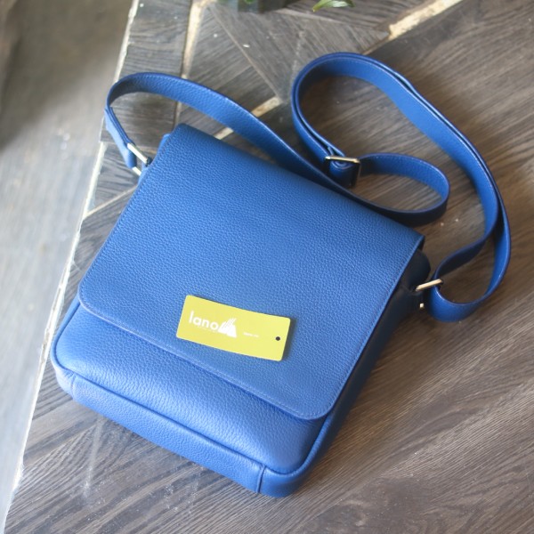 Túi da nam đeo chéo handmade khâu tay thủ công da bò togo Italia Lano TDH022 từ trên xuống