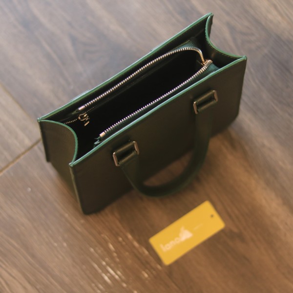 Túi da nữ handmade khâu tay thủ công Lano TDH026 khoá kéo miệng túi