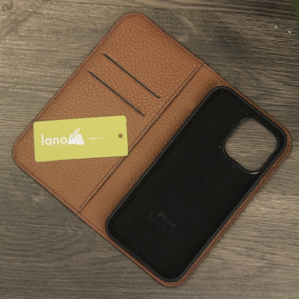 Bao da iPhone 14 promax handmade khâu tay Lano BDH04 bên trong