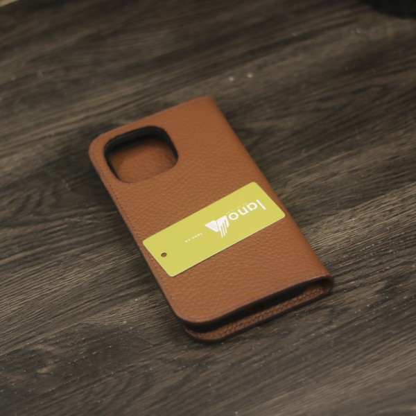 Bao da iPhone 14 promax handmade khâu tay Lano BDH04 góc nghiêng