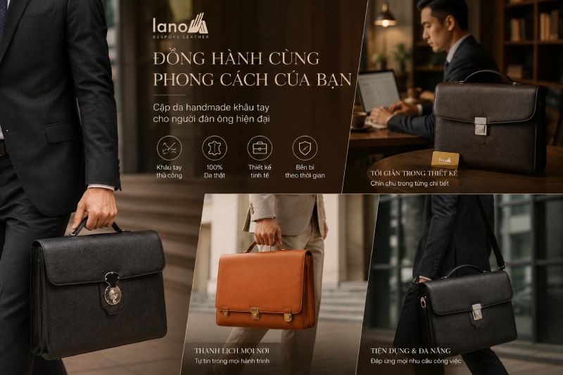 Cặp da khâu tay công sở đồng hành cùng phong cách của bạn