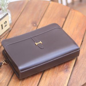 Clutch da bò nappa Italia khâu tay thủ công Lano CLTK037 mặt trước