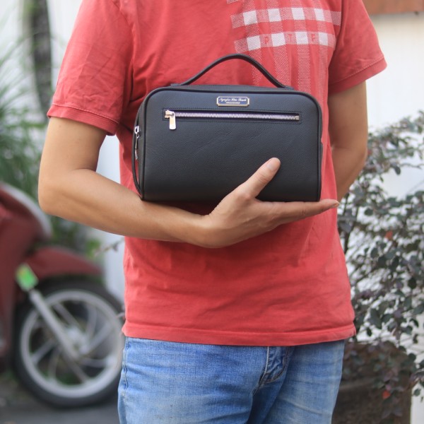 Clutch nam da bê Epsom Haas khâu tay thiết kế theo yêu cầu Lano CLTK044 thời trang