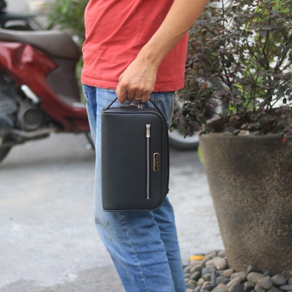 Clutch nam da bê Epsom Haas khâu tay thiết kế theo yêu cầu Lano CLTK044 xách tay