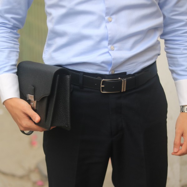 Clutch nam da bê togo Pháp khoá số Amiet khâu tay thủ công Lano CLTK040 làm theo yêu cầu