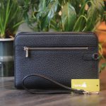 Clutch nam khâu tay thủ công da bê togo Pháp khoá vân tay Lano CLTK039 mặt sau