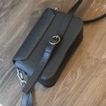 Túi da nữ handmade khâu tay da bò mil hàn quốc Lano TDH027 màu đen mặt sau