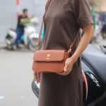 Túi da nữ handmade khâu tay da bò mil hàn quốc Lano TDH027 màu nâu vàng nổi bật