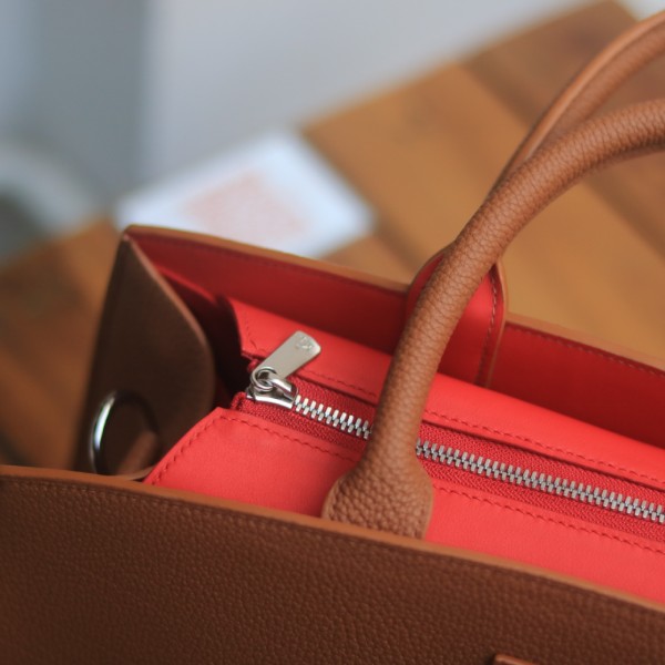 Túi tote work da bê togo Dupuy Pháp handmade khâu tay thủ công Lano TDH030 khoá kéo ykk excella cao cấp