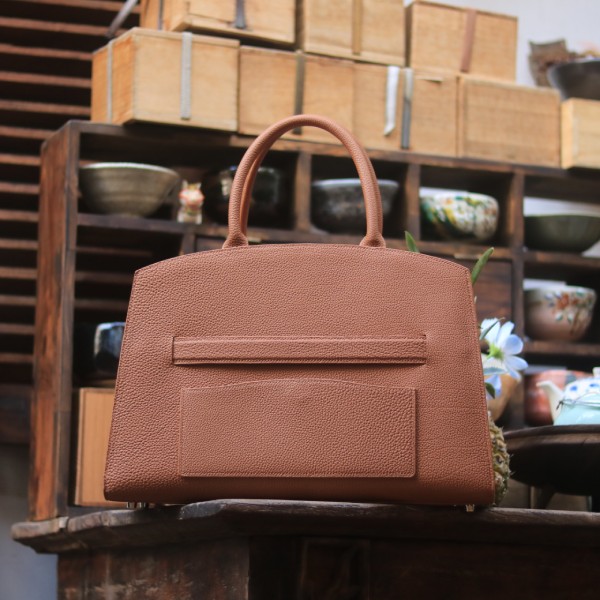 Túi tote work da bê togo Dupuy Pháp handmade khâu tay thủ công Lano TDH030 mặt sau