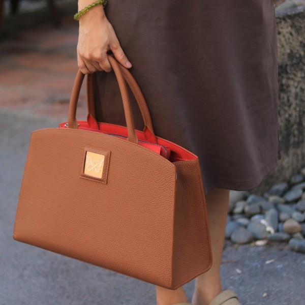 Túi tote work da bê togo Dupuy Pháp handmade khâu tay thủ công Lano TDH030 quai xách ẩn bên trong cách điệu