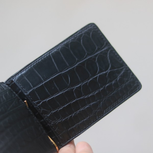 Ví da handmade khâu tay da full da cá sấu thái lan Lano VKT04 ngăn giấy tờ