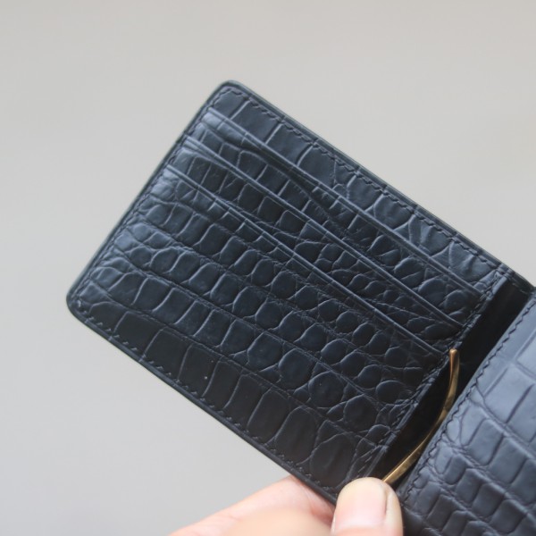 Ví da handmade khâu tay da full da cá sấu thái lan Lano VKT04 ngăn thẻ
