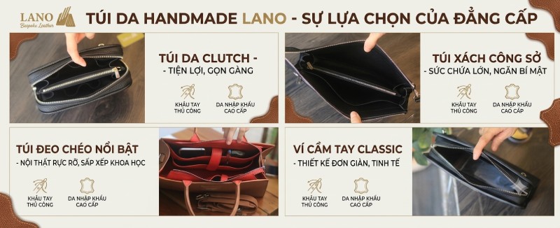 Đồ da nam đặt làm cặp túi ví clutch thắt lưng da thật theo yêu cầu