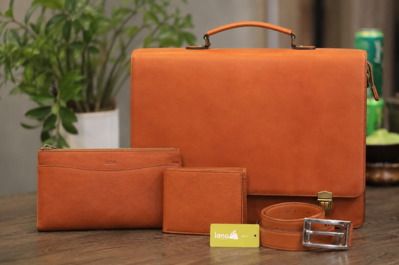 set đồ da nam gồm ví, cặp, clutch và túi đeo chéo tại Lano Bespoke Leather